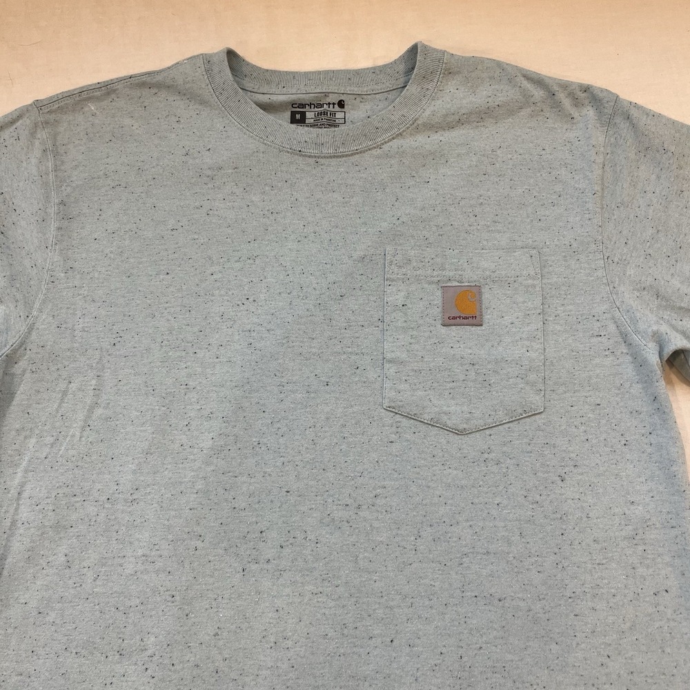 Carhartt Shirt Mens Medium Pocket Tee Loose Fit Speckled Light Blue
